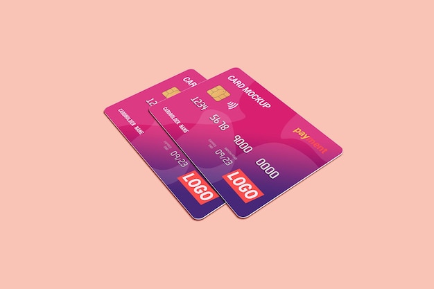 Debit card mockup design isolated