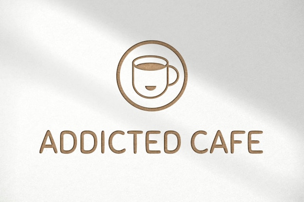 Deboss logo mockup psd for cafe on white background