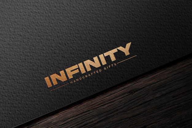 Debossed golden logo on paper mockup