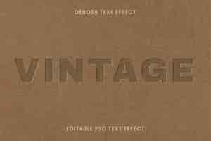 Free PSD debossed text effect psd editable template on kraft paper texture background