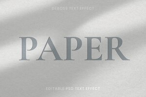 debossed text effect psd editable template on paper texture background