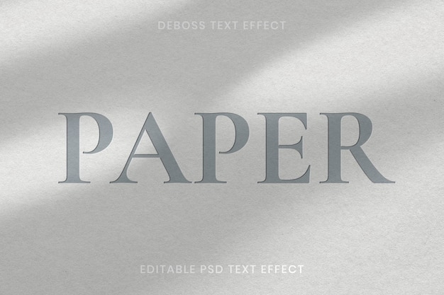 Modello modificabile psd effetto testo in rilievo su sfondo texture carta