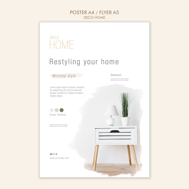 Free PSD deco home concept flyer template