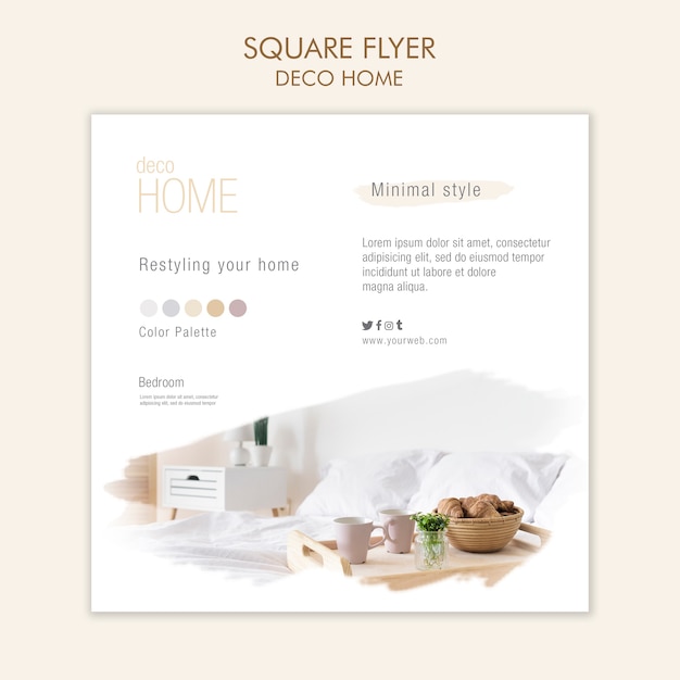 Free PSD deco home concept square flyer template