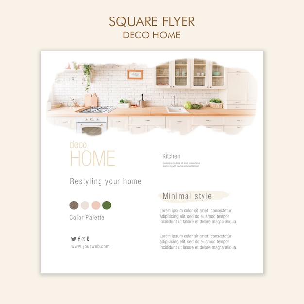 Free PSD deco home concept square flyer template