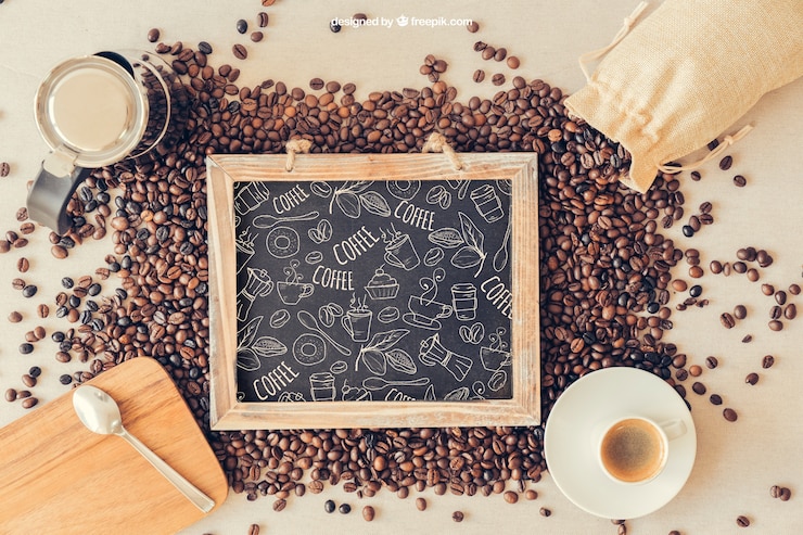 Free PSD decorative coffee mockup