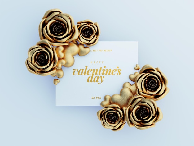 Free PSD decorative cute love hearts happy valentines day invitation mockup template