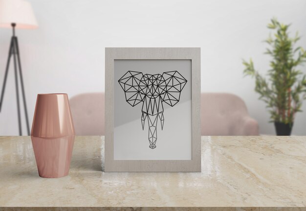 Download Free Psd Decorative Frame Mockup On Table At Home PSD Mockup Templates
