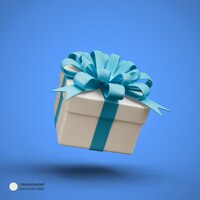 Бесплатный PSD Декоративная подарочная коробка с синим бантом изолирована