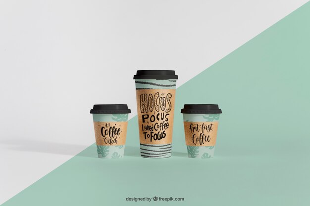 Download Free Psd Mockup Of Two Coffee Cups Of Different Sizes PSD Mockup Templates