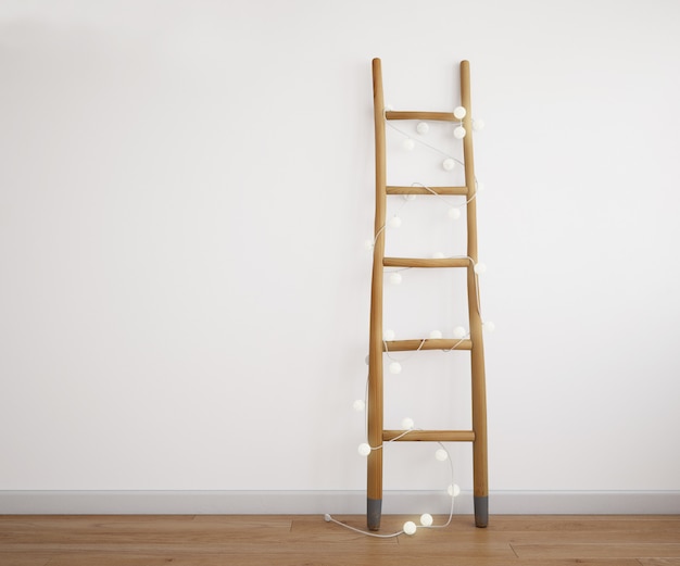 decorative stairs with light garland