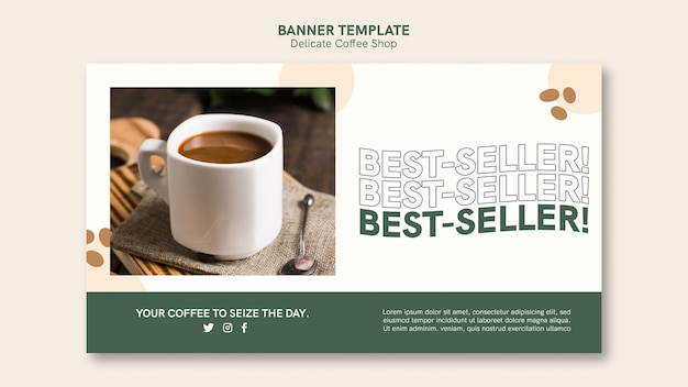 PSD gratuito delicato design del banner della caffetteria