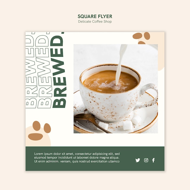 Free PSD delicate coffee shop square flyer