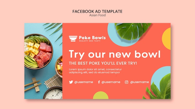 Free PSD delicious asian food facebook template