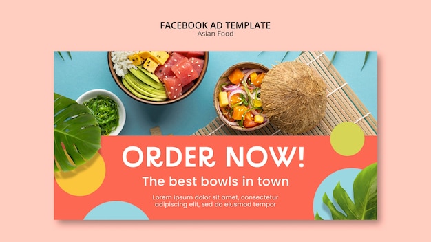 無料PSD おいしいアジア料理facebookテンプレート