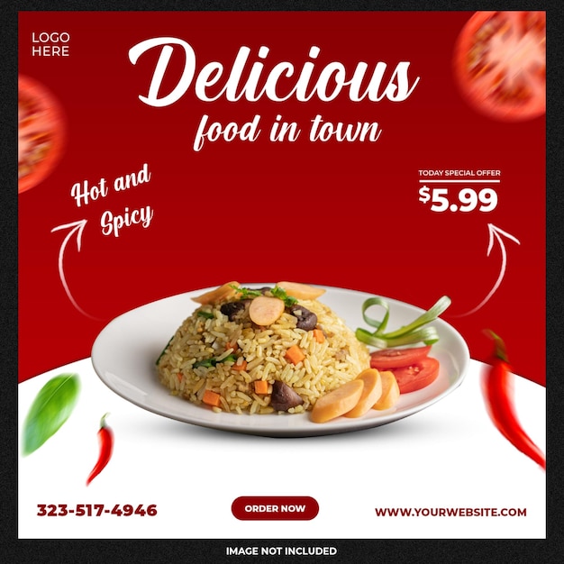 Delicious asian food social media template