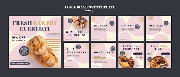 PSD gratuito deliziosi post su instagram di prodotti da forno