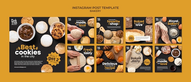 PSD gratuito deliziosi post su instagram di prodotti da forno