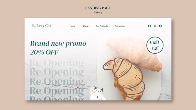 Free PSD delicious baked goods landing page