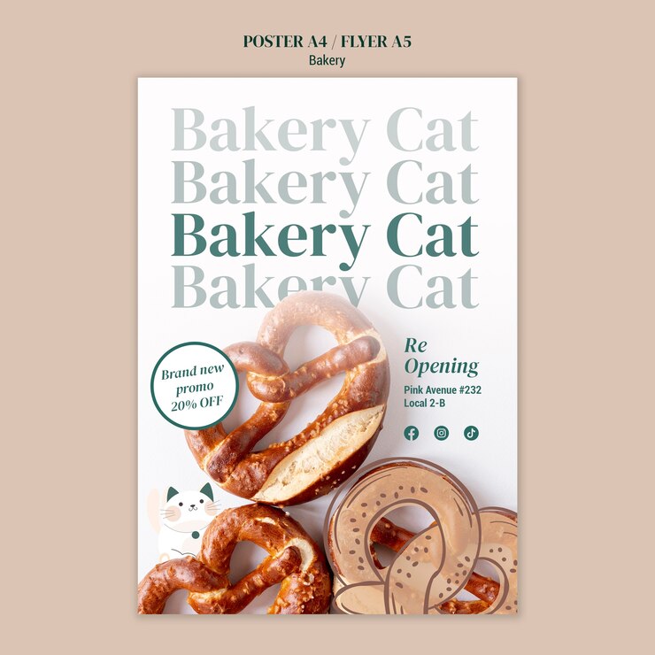 Free PSD delicious baked goods poster template