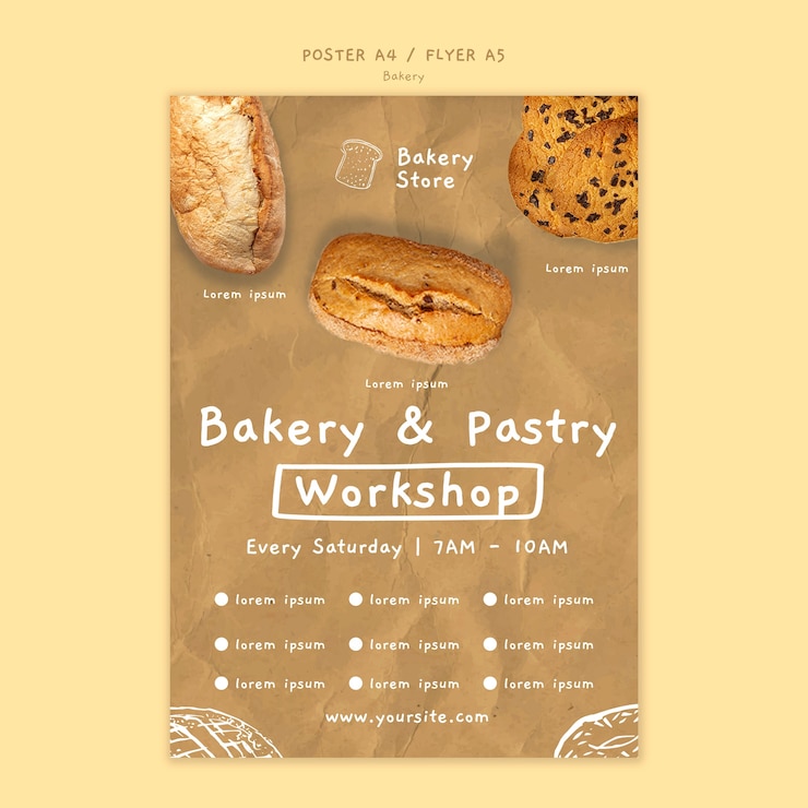 Free PSD delicious baked goods poster template