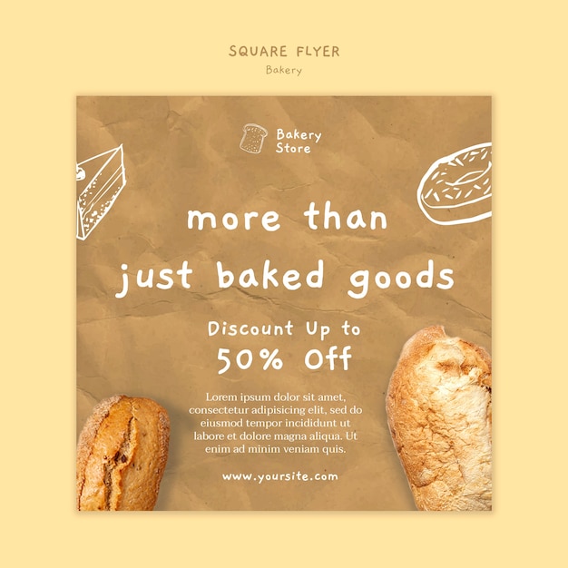 Free PSD delicious baked goods square flyer template