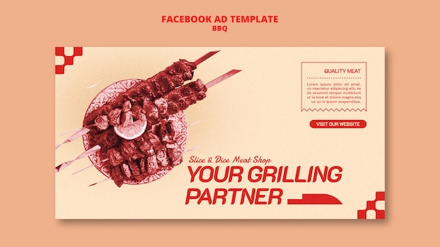 PSD gratuito delizioso modello per barbecue su facebook