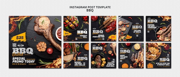PSD gratuito deliziosi post su instagram per barbecue