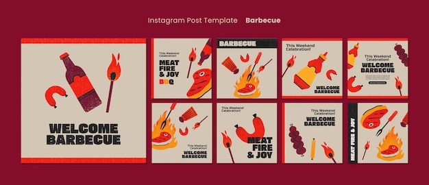 Free PSD delicious bbq instagram posts