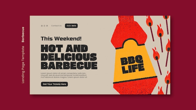 PSD gratuito delizioso modello di pagina di destinazione per barbecue