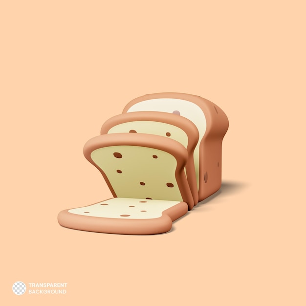Delicious bread with walnuts isolated 3d render illustration