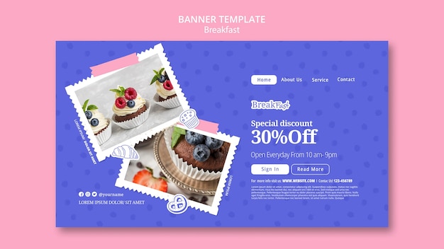 Delicious breakfast banner template