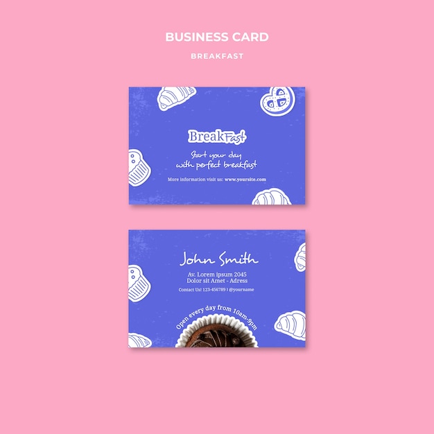 Free PSD delicious breakfast business card template