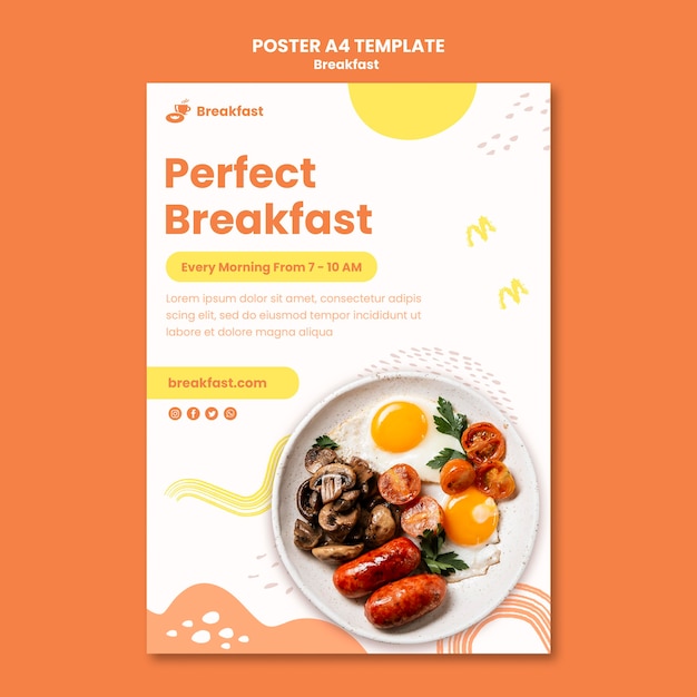 Delicious breakfast poster template