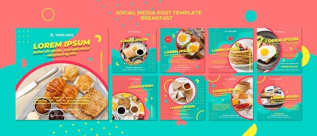 무료 PSD 게시물 템플릿-맛있는 아침 소셜 미디어