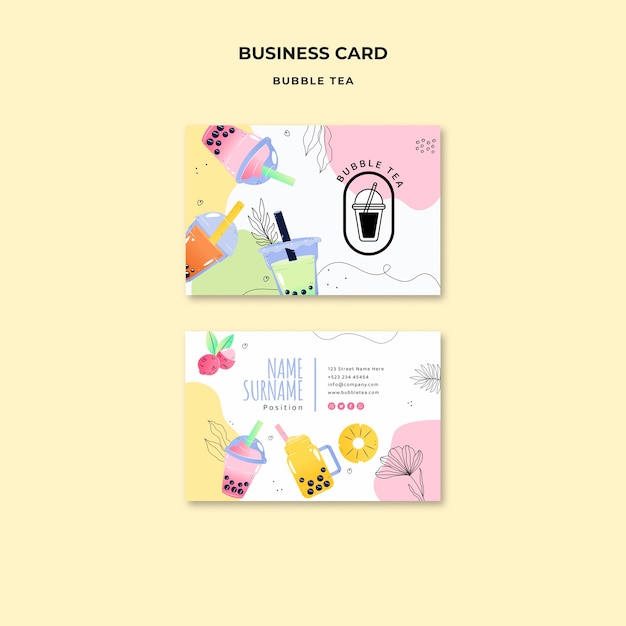delicious bubble tea business card template
