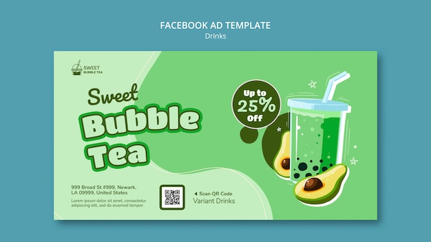 Free PSD delicious bubble tea facebook template