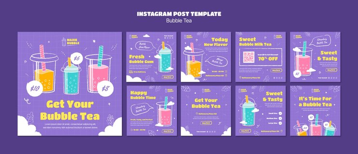 無料PSD おいしいバブルティーinstagram投稿テンプレート