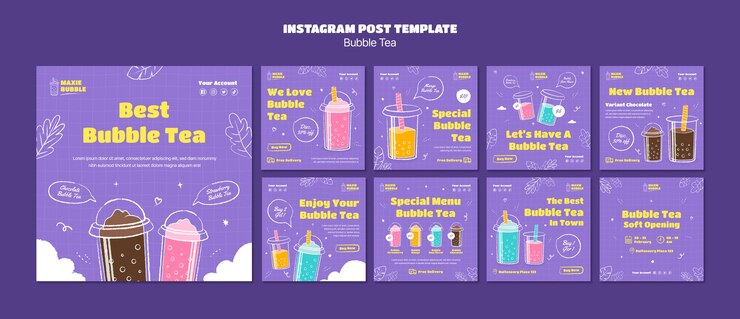無料PSD おいしいバブルティーinstagram投稿テンプレート