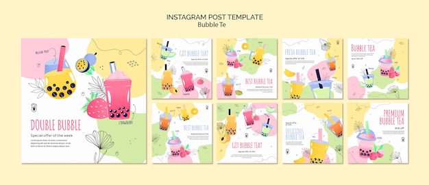 無料PSD おいしいバブルティーinstagram投稿テンプレート