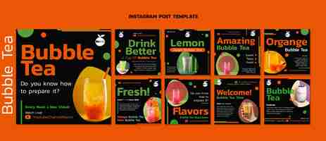 Free PSD delicious bubble tea instagram posts