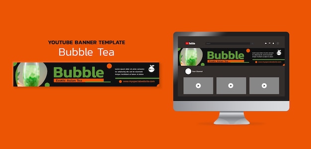 Free PSD delicious bubble tea youtube banner template