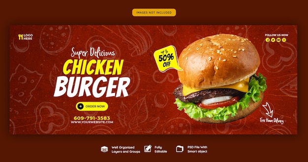 Delicious burger and food menu facebook cover template