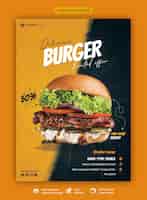 PSD gratuito modello di volantino menu delizioso hamburger e cibo