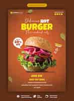 PSD gratuito modello di volantino menu delizioso hamburger e cibo