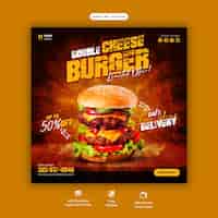 Free PSD delicious burger and food menu social media banner template