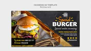 Free PSD delicious burger restaurant facebook template