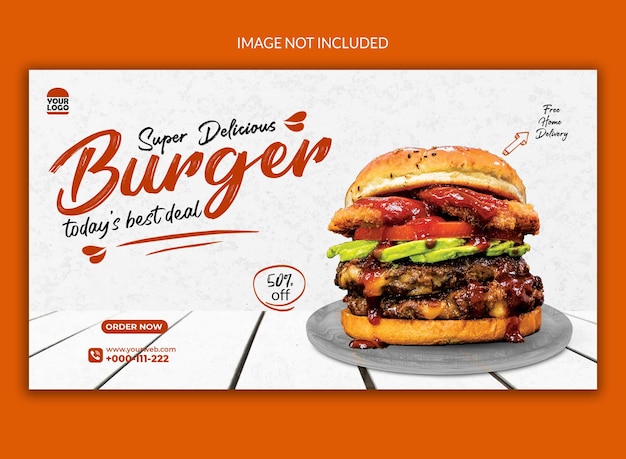 Delicious burger social media web banner template design