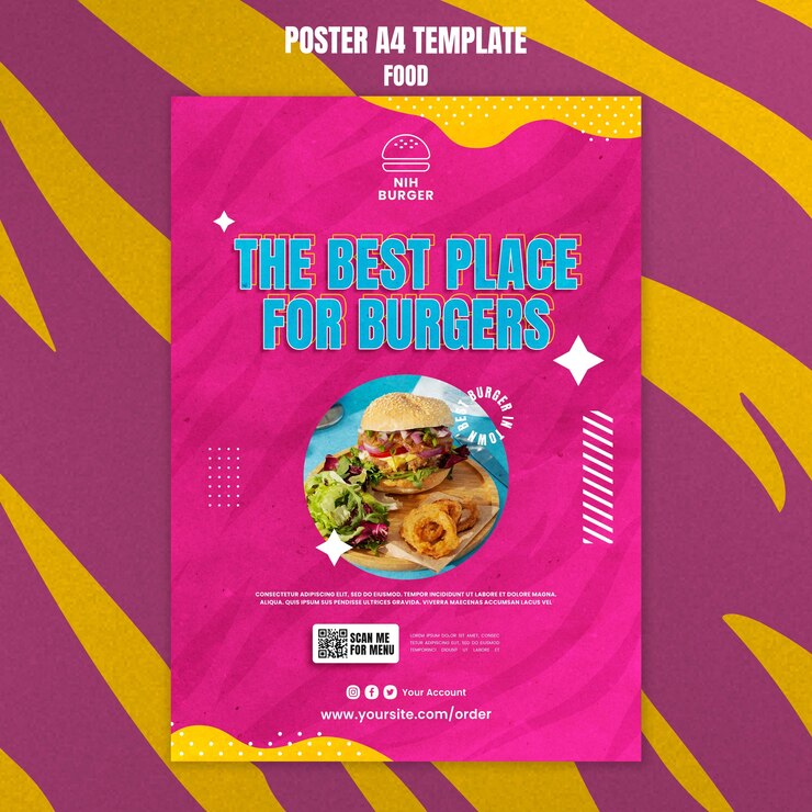 Free PSD delicious burgers poster template