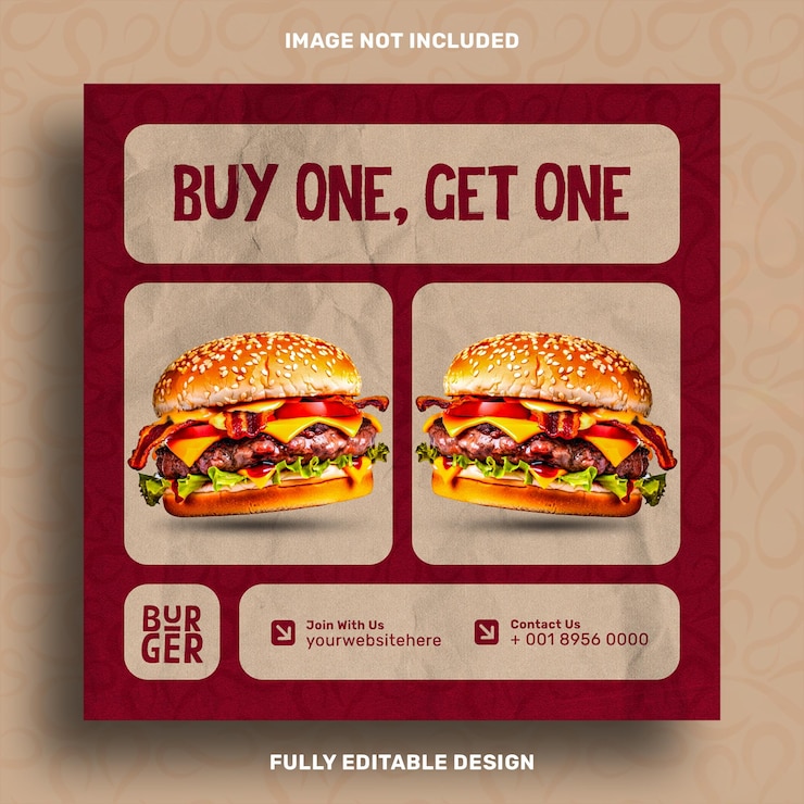 Free PSD delicious burgers social media post design template